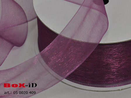 Organza woven edge 409 aubergine 38mm x 25m